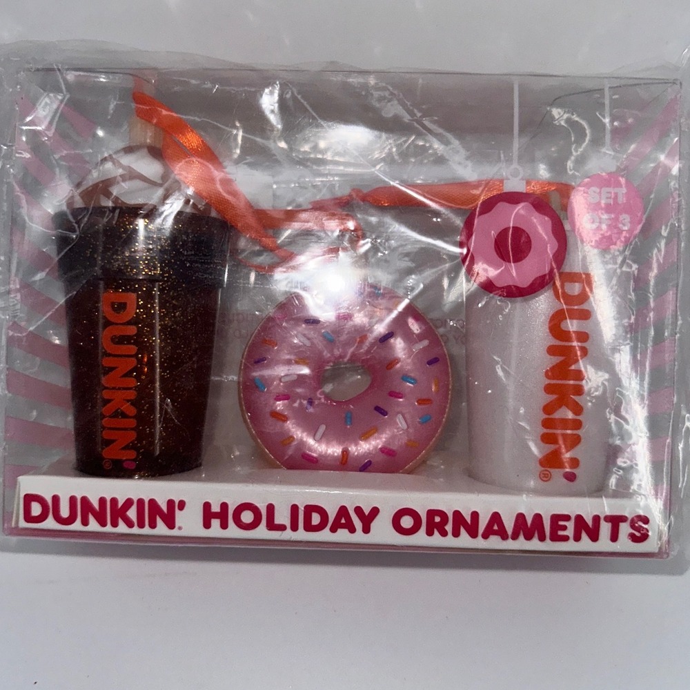 Dunkin' Holiday Ornaments Set of 3 Coffee Donut Christmas Decoration 2024